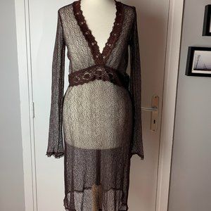 Betsey Johnson Brown  lace nightgown (S)  - FL-DR-046